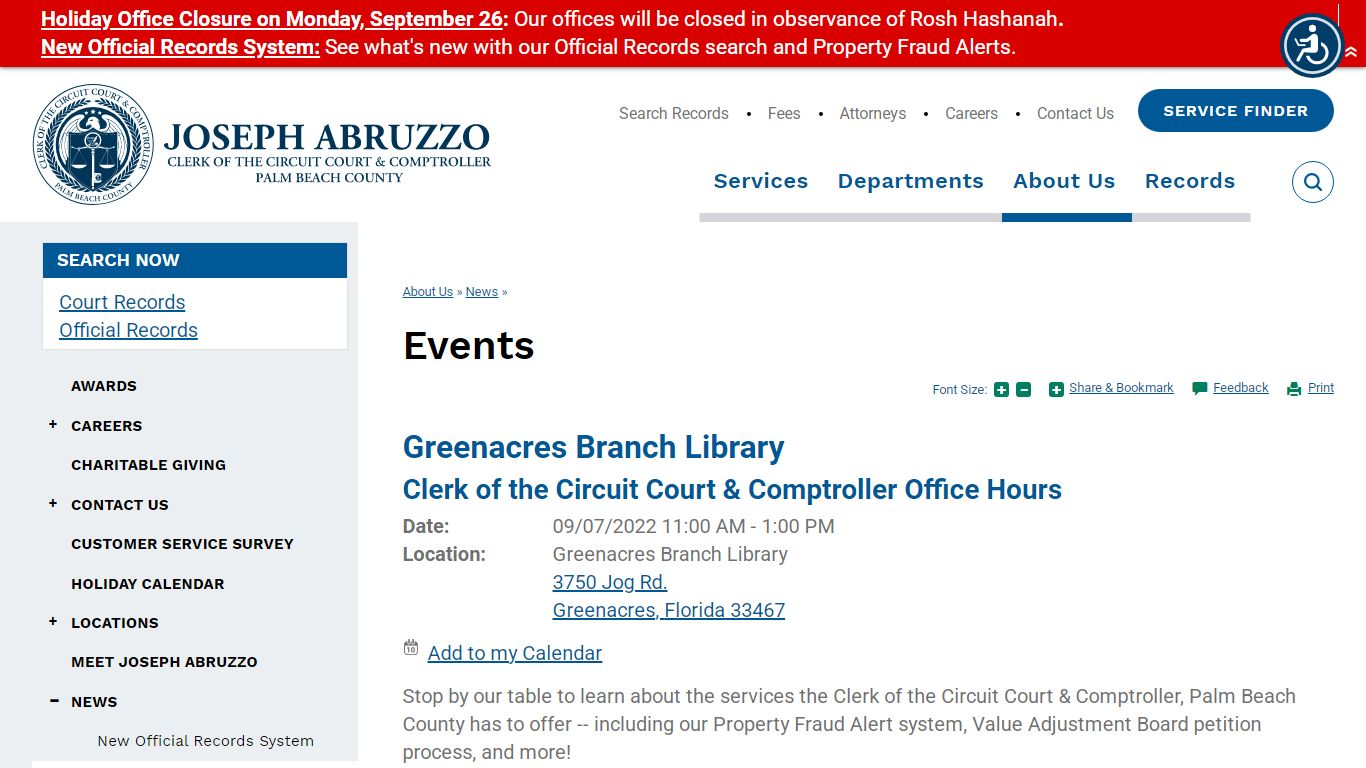 Clerk of the Circuit Court & Comptroller, Palm Beach County